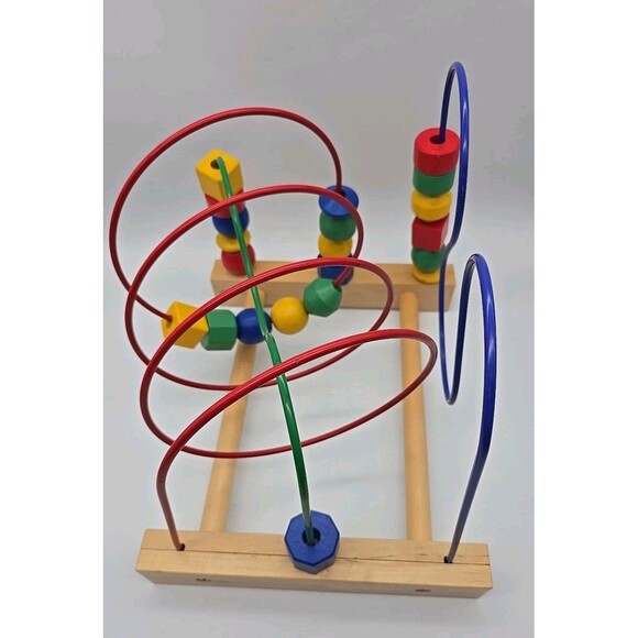 IKEA Wooden Circles Bead Maze Wire Roller Coaster Activity Puzzle 11x11x12" Toy - Picture 5 of 8